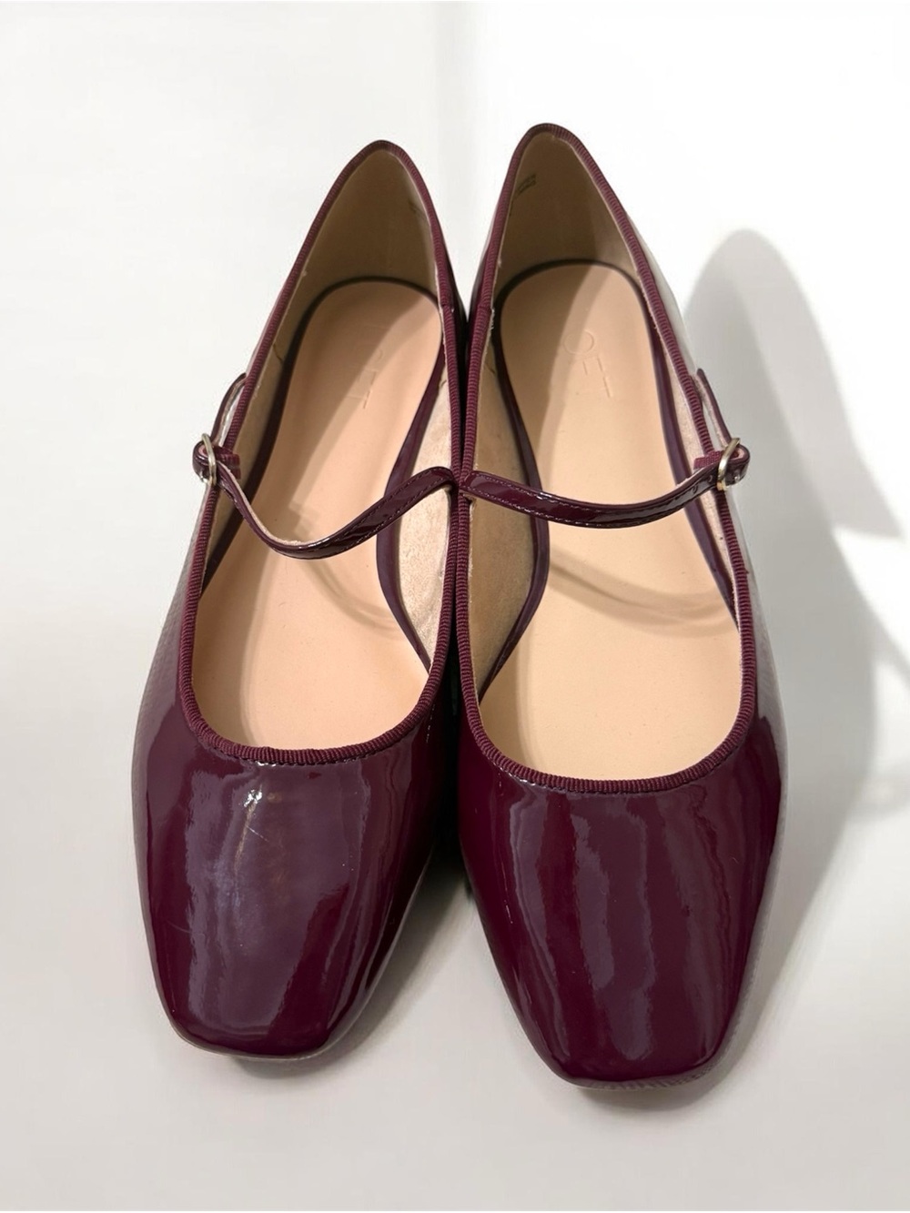 Patent Mary Jane Ballet Flats LOFT S 9 NEW Oxblood Wine Faux Leather Square Toe